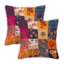 Throw Pillow Covers 18x18 Set of 2, Patchwork Cushion Covers, Decorative Squa...