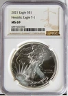 2021 American Eagle Silver Dollar Heraldic American Eagle T-1 $1 MS69 NGC