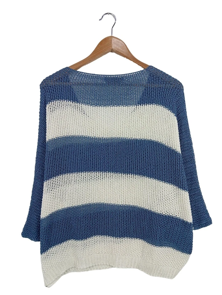 SELECTED Jersey holgados Mujeres Jersey Talla EU 40 azul-blanco look casual - Imagen 2 de 4