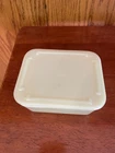 McKee milk glass  refrigerator dish with lid. custard color vintage 1930's-40's