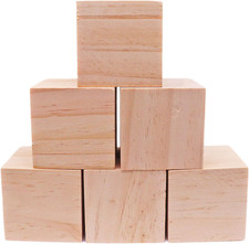 Large Wooden Blocks for Crafts 2 Inch, 6 PCS Unfinished Wood Blocks for Crafts S