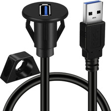 Small USB 3.0 Male to Female AUX Flush Panel Mount Extension Cable for Car Truck