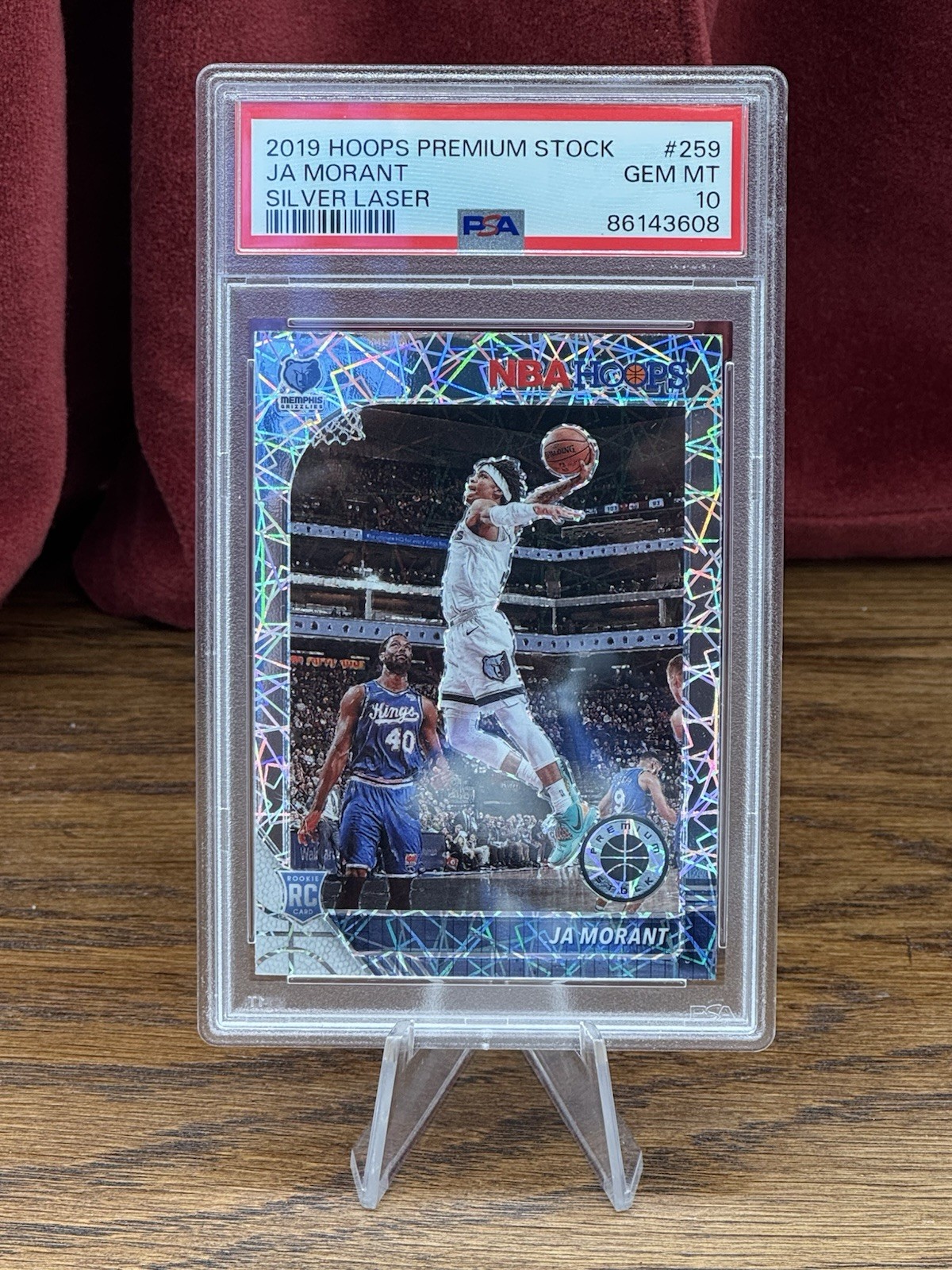 2019 HOOPS PREMIUM STOCK JA MORANT ROOKIE SILVER LASER PRIZM SP #259 RC - PSA 10