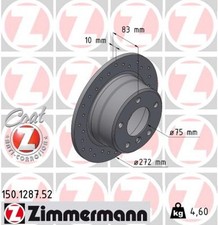 2x Bremsscheibe SPORT Z ZIMMERMANN 150.1287.52 f�r BMW Z3 E36 Roadster