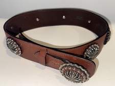 Ariat Brown Leather Concho Belt with Silver Medallions L/XL