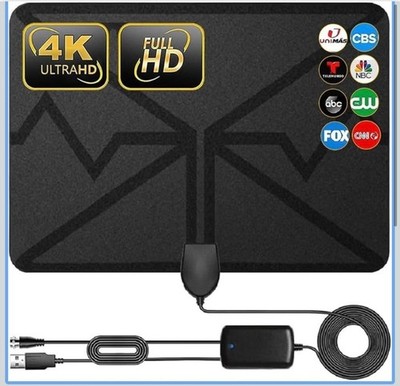HD Digital TV Antenna Indoor Outdoor 300 Miles 4K  1080p Cable 16.5 ft Cable