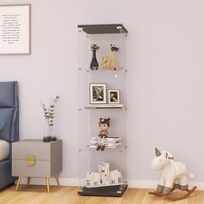 LFT HUIMEI2Y Glass Display Cabinet 4-Shelf with Door and Lock, Curio Cabinets...