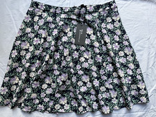 Wednesday's Girl Black Floral Pleated High Rise Mini Skirt Size S Polyester