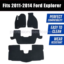 7Seats For 2011-2014 Ford Explorer Limited Front Rear Floor Mats Carpet Velour