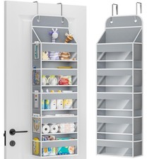 5 Shelf Over The Door Hanging Organizer With 10 Side Pockets Grey Storage Bin