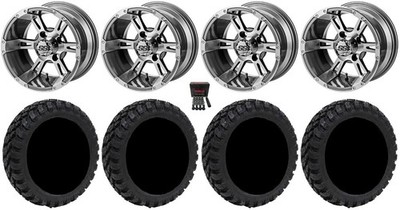 LSI Raptor 12'' Golf Wheels Gm/Machined 20'' Nomad Tires E-Z-GO & Club Car