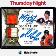 2020 THE CUP WAYNE GRETZKY MARIO LEMIEUX DUAL SIGNATURE MATERIALS PATCH AUTO /5