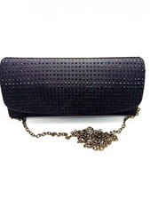 Pochette elegante nera con strass – Borsa da sera con tracolla a catena