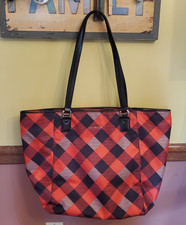 Borsa Vera Bradley grande zip ELLA BUFALO PLAID arancione bruciato nero rosso