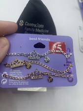 Claire  s Best Friends BFF 1 Silver 2 Gold Crown Bracelets 3 Pack New CL