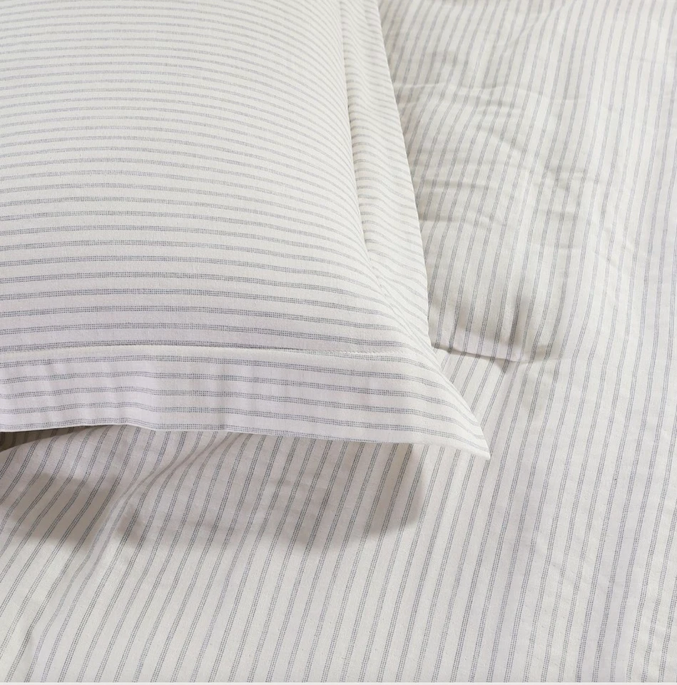 Conjunto de edredom Berline branco cinza listrado 100% algodão camada dupla queen moderno - Imagem 3 de 3