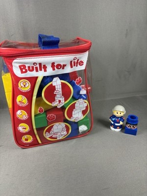 Mega Blocks Lot Of 37 Pieces Plus 2 Figures With Storage Bag