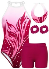 Gymnastics Leotard for Girls Halter Neck Biketard Unitard Tumbling Activewear...
