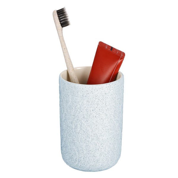Keramischer ZahnbüRstenhalter FüR 10 Oz Blattstruktur Badezimmerbecher, Blau-image