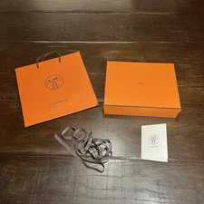 Hermes Orange Gift Box 11.25x9x2.7” Logo Ribbon Shopping Bag Receipt Holder