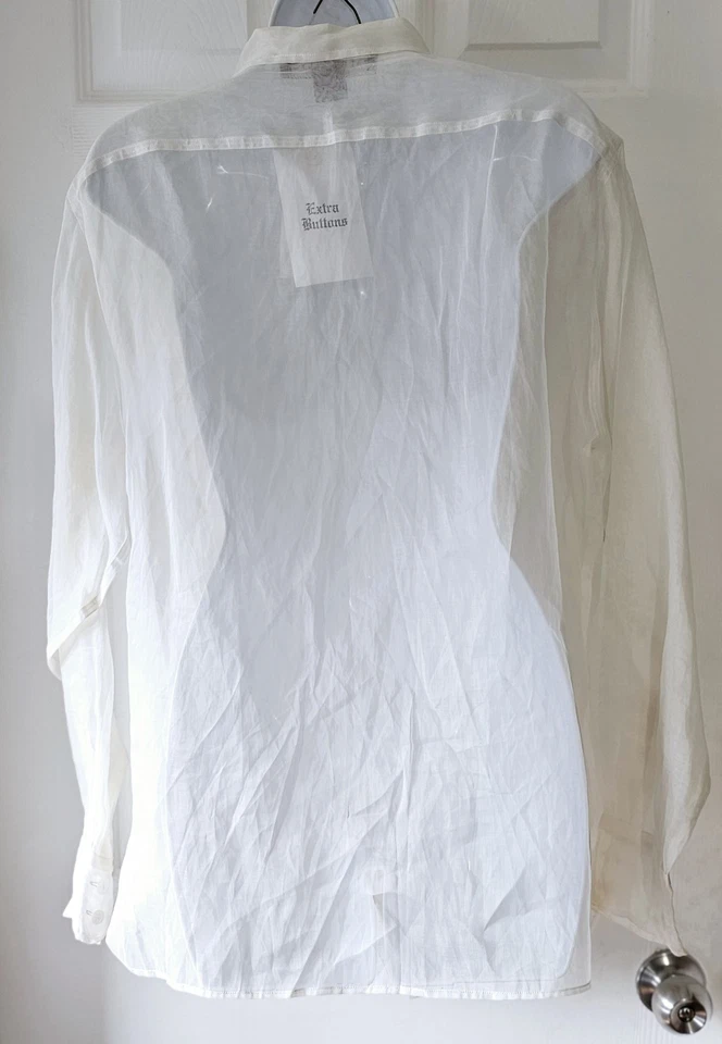 Blusa Ralph Lauren Purple Label Collection 100% Algodón Blanco Transparente Talla 12 Nueva con Etiquetas Foto 4 de 4