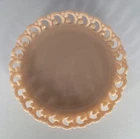 Fenton Pink Milk Glass Reverse C-Plate – Vintage Lace Edge Scalloped Dish – Mint