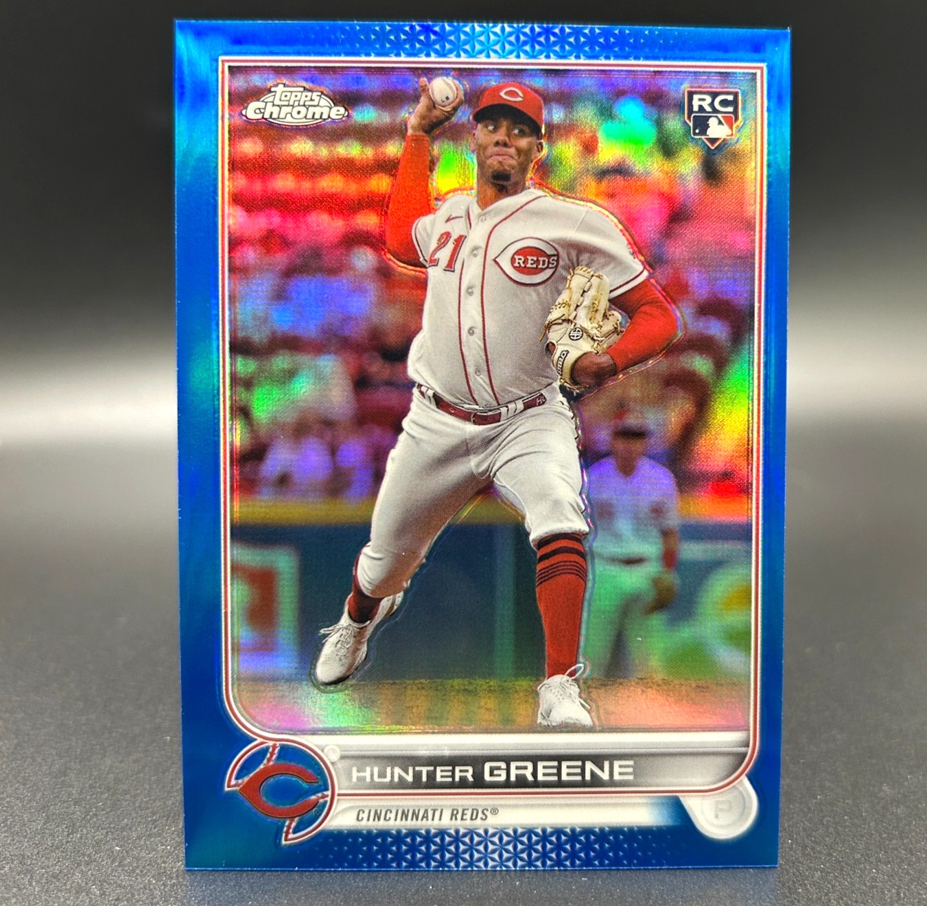 2022 Topps Chrome Update #USC191 HUNTER GREENE (RC) - Blue Refractor /199 Rookie