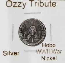 HOBO Ozzy Osbourne Remembrance Made From A REAL WWII Silver Nickel SIGNED