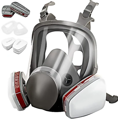 BEDEE Atemschutz Vollmaske Gasmaske 6800 Staubmaske Lackiermaske Mit Wechselfiltern