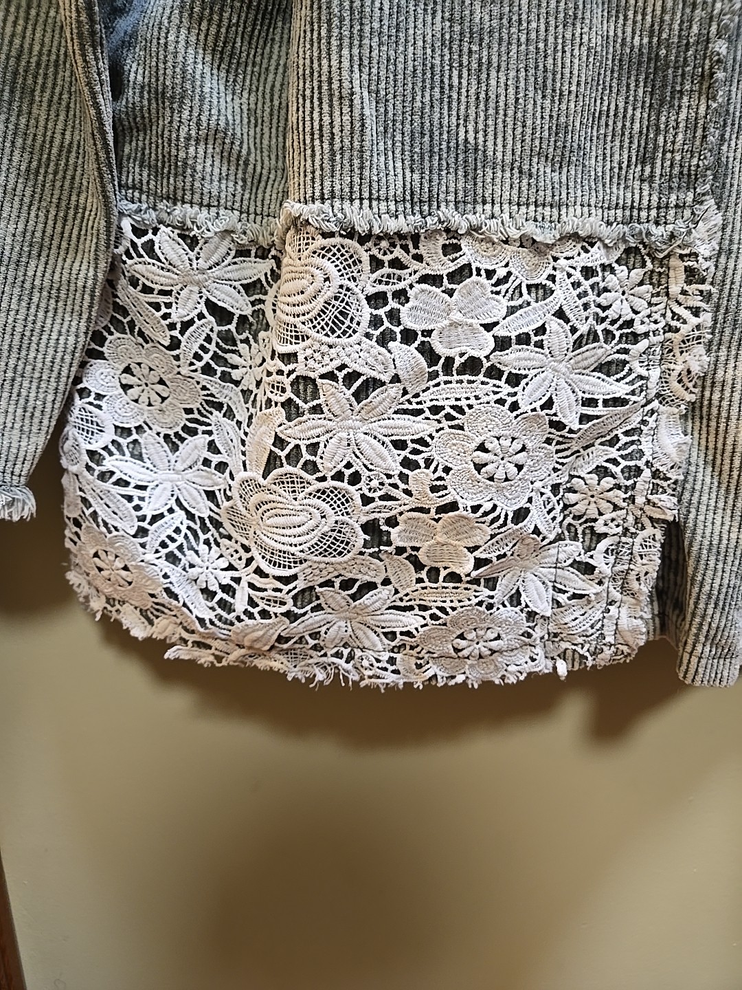 Corduroy jacket with Lace Patchwork  -  by Pol, S… - image 12