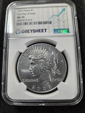 🌟 2023 $1 Peace Silver Dollar Coin NGC MS70 FDOI First Day of Issue GREYSHEET
