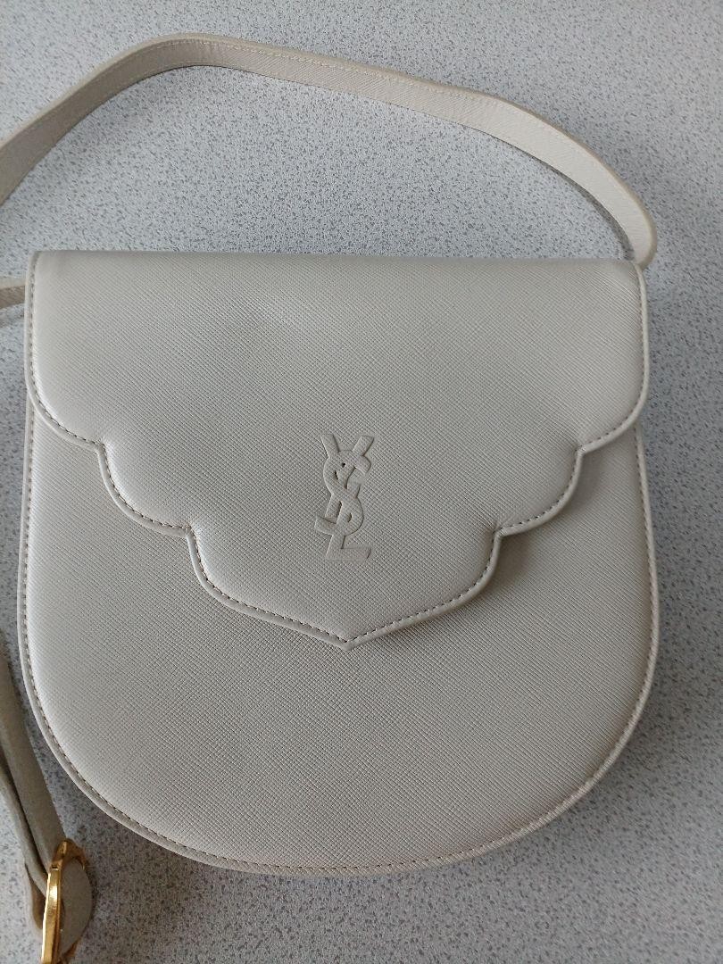 YSL Cassandra Off-White Leather Shoulder Bag Authentic F0606504