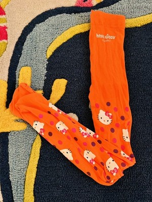 Hello Kitty Sanrio Little Girls Orange Tights Pink Purple Polka Dots