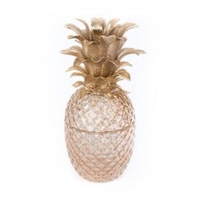 Jay Strongwater Giselle Pineapple Gilded Glass Jar- Gold SDH2405-292