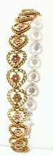 Solid 14K Gold Multi Tone Tri Color Flower in Heart Bracelet 9.9 Gr 8 Inch Long