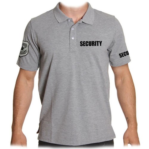 NEW MEN'S EMBROIDERY PATCH SECURITY GUARD UNIFORM GREY POLO SHIRT ALL SIZE - 第 1/3 張圖片