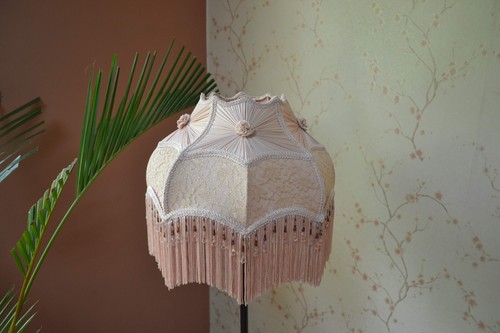 Lampshade scallop pink gathering hand-stitched table lampshade floor lampshade - Picture 2 of 10