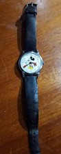 VTG AUTHENTIC WALT DISNEY PRODUCTION 17 JEWEL MICKEY MOUSE WATCH LEATHER STRAP