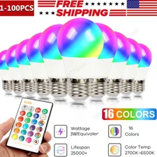 E26/E27RGBW LED Light Bulb Color Changing Dimmable Lamp With Remote Control Lot