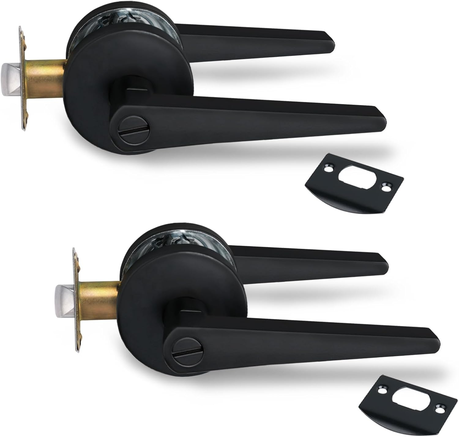 Black Door Lever for Bedroom & Bathroom Solid Privacy Door Lever with Matteblack-image