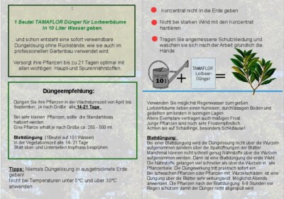 Lorbeerbaum Dnger Profi Spezialdnger Lorbeer wirkt sofort, hochwirksam  100l | eBay.de