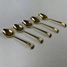 Towle Supreme Cutlery Classic Plume Gold Appetizer Cocktail Spoon Lot of 5