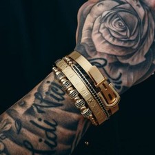 Men's Gold Bracelet Set, 4pc Bracelet Set, Bracelets For Men, Men Bracelet