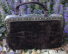 Vintage Roberta Di Camerino Hand Bag Velvet And Leather Made In Italy