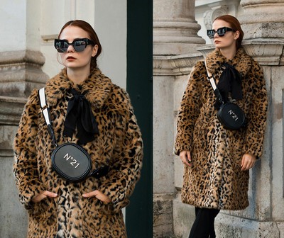 h&m leopard print coat