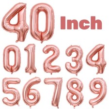 40" Rose Gold Helium Giant Number Balloons Large Foil Birthday Age Party Decor