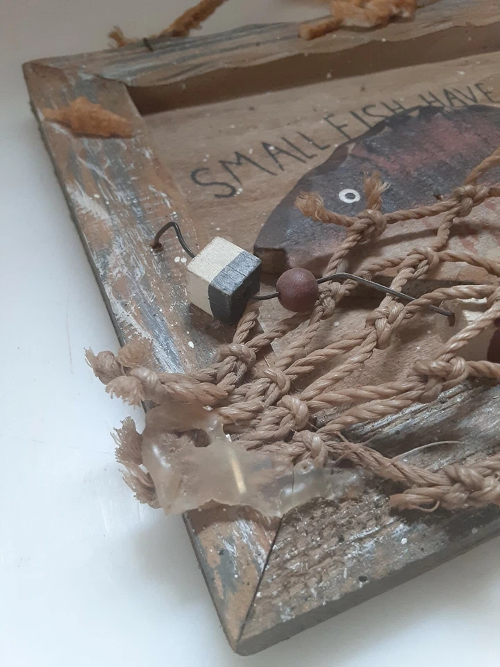 PRIM CABAÑA PESCA Aparejos Cebo Tienda Puerta Madera Pared Letrero Placa Hombre Cueva Náutica Foto 4 de 4