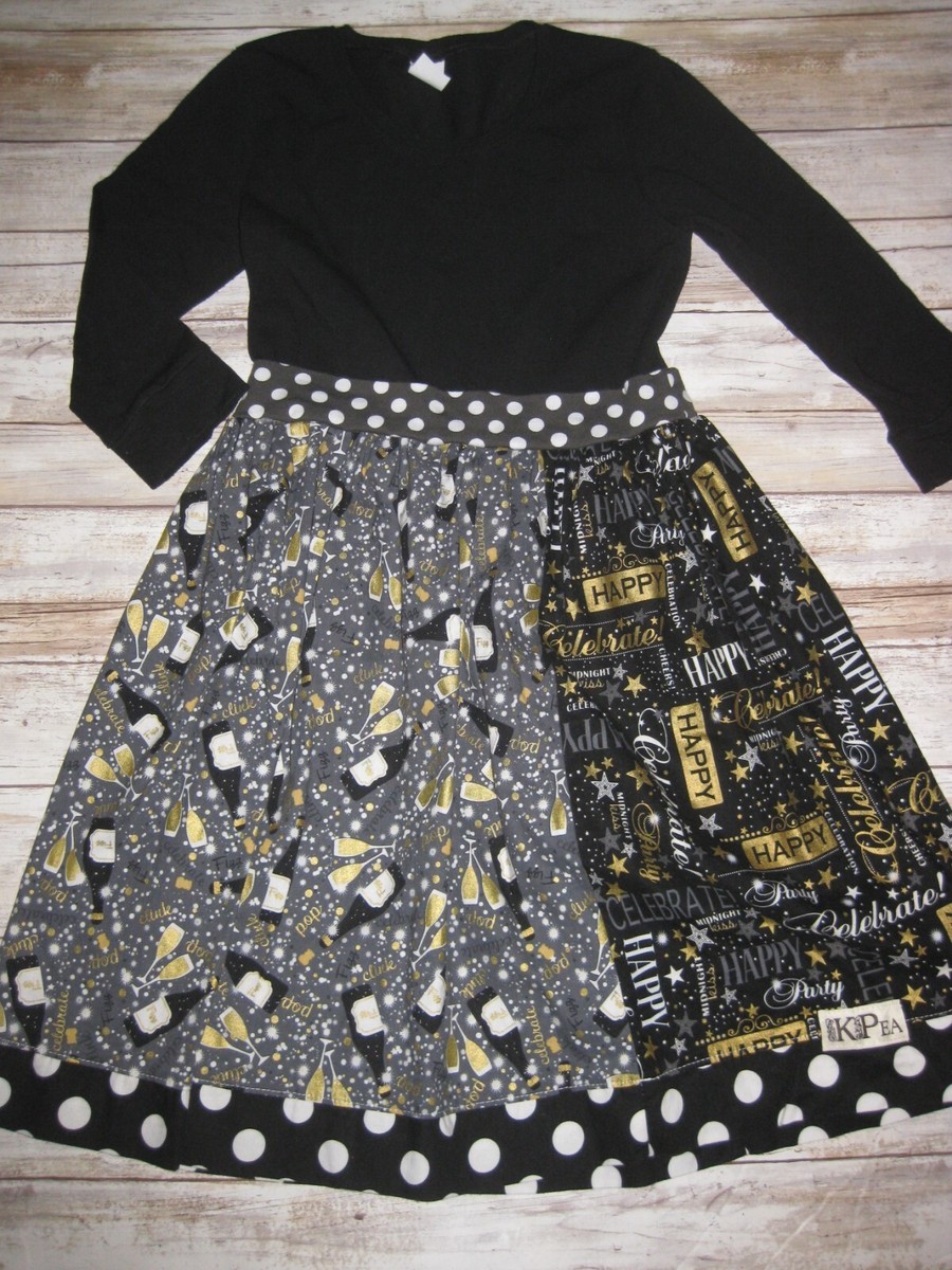 KPea Original Girls 10 New Years Black/White/Gold 3/4 Sleeve Dress | eBay