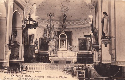 AK ARDECHE SAINT-ALBAN Innenraum der Kirche geschrieben