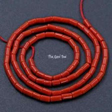 Natural Undyed Italian Sardinia Coral Center Drill Branch Tube Bead 18" strand